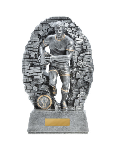 Rugby Crash Through Trophy Silver 270mm Rugby Crash Through Trophy Silver 270mm