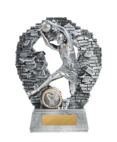 Netball Crash Through Trophy Silver 190mm