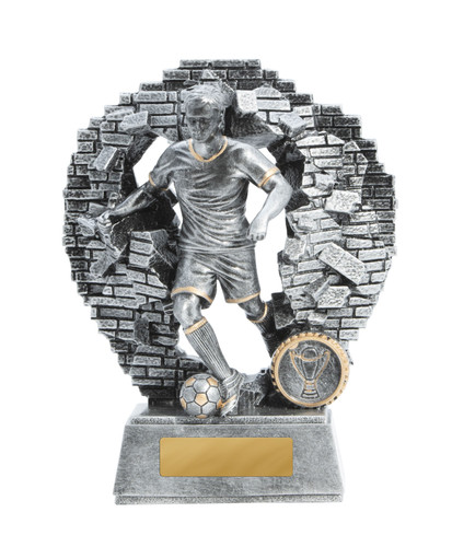 Football Crash Through Trophy Silver 190mm Football Crash Through Trophy Silver 190mm