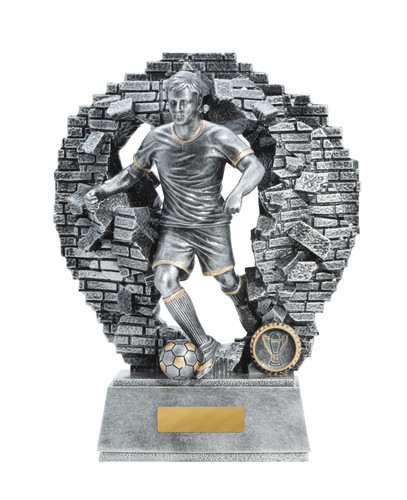 Football Crash Through Trophy Silver 270mm Football Crash Through Trophy Silver 270mm