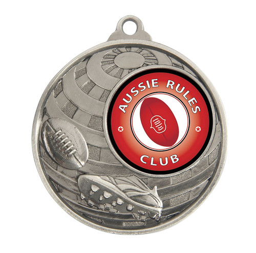 Aussie Rules Global Medal Silver 50mm Aussie Rules Global Medal Silver 50mm