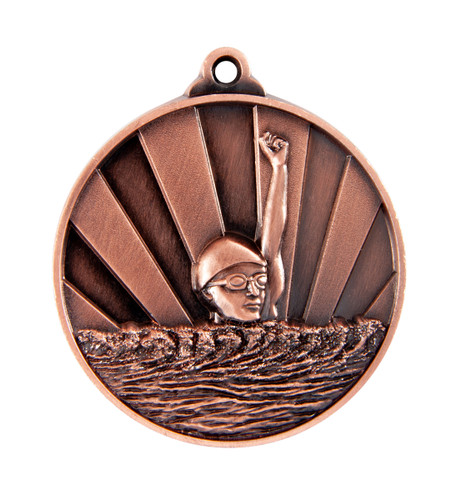 Swimming Sunrise Medal Bronze 50mm Swimming Sunrise Medal Bronze 50mm