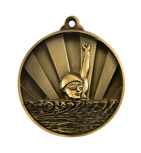 Swimming Sunrise Medal Gold 50mm Swimming Sunrise Medal Gold 50mm