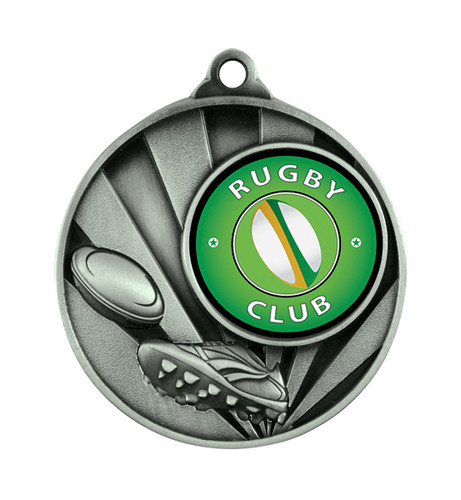 Rugby Sunrise Insert Medal Silver 50mm Rugby Sunrise Insert Medal Silver 50mm