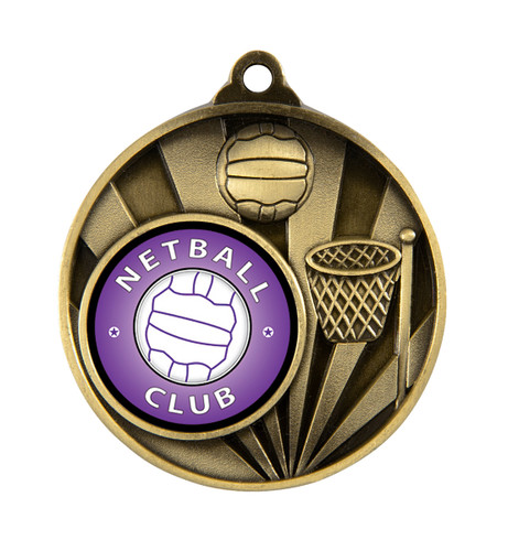 Netball Sunrise Insert Medal Gold 50mm Netball Sunrise Insert Medal Gold 50mm