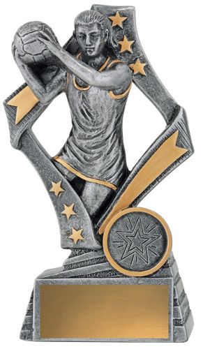 Netball Flag Player Trophy Silver 155mm Netball Flag Player Trophy Silver 155mm