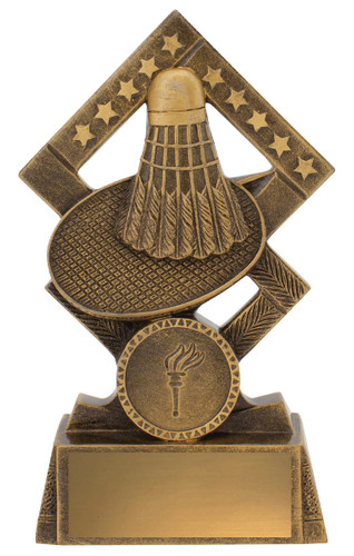 Badminton Double Diamond Trophy Gold 140mm Badminton Double Diamond Trophy Gold 140mm