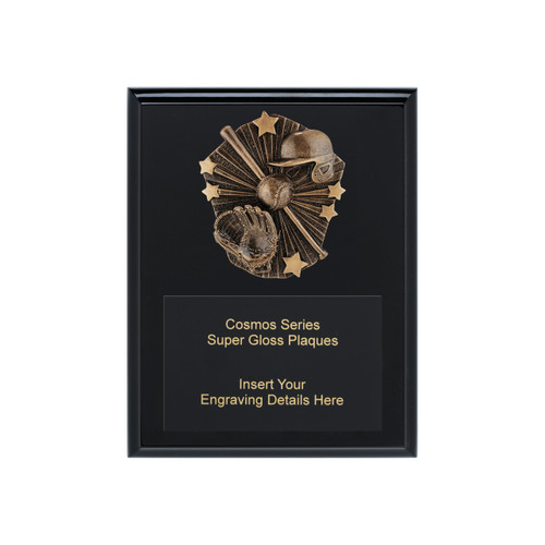 Baseball - Softball Cosmos Plaque Black 200mm Baseball - Softball Cosmos Plaque Black 200mm