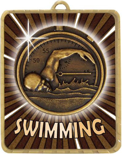 Swimming Medal Gold 63x75mmmm