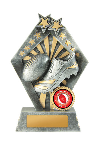 Aussie Rules Sunrise Trophy Silver-Gold 155mm