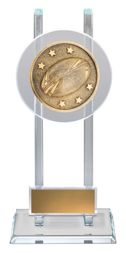 Rugby Spartan Glass Trophy Gold 215mm Rugby Spartan Glass Trophy Gold 215mm