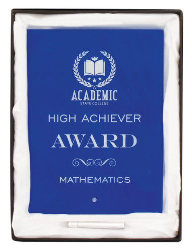 Plaque - Shield Glass Plaque Blue 150mm