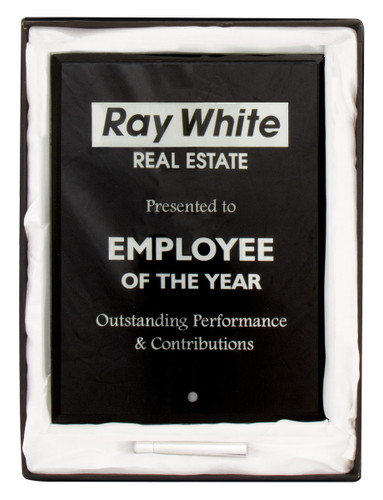 Plaque - Shield Glass Plaque Black 175mm