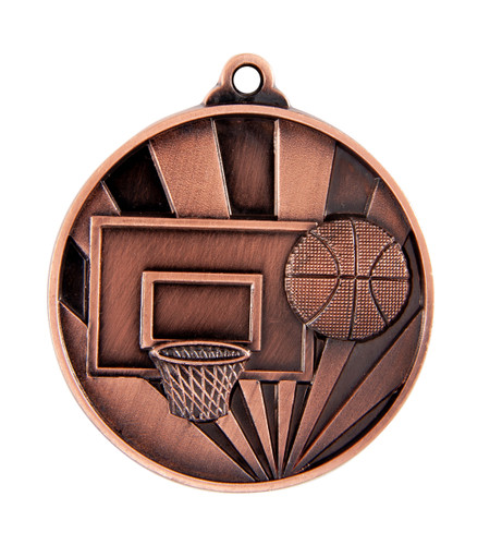 Basketball Sunrise Medal Bronze 50mm Basketball Sunrise Medal Bronze 50mm