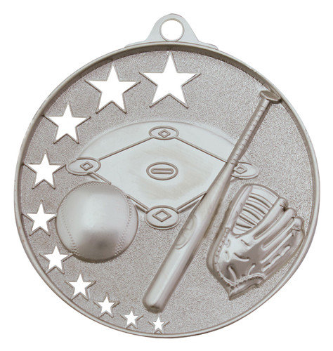 Baseball - Softball Stars Medal Silver 52mm