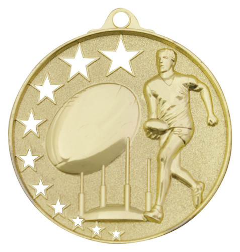 Aussie Rules Hollow Star Medal Gold 52mm Aussie Rules Hollow Star Medal Gold 52mm