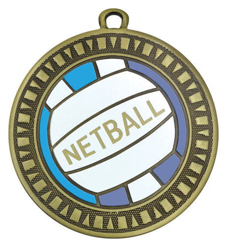 Netball Spark Medal Antique Gold