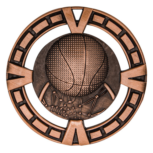 Basketball Varsity Medal Bronze 65mm Basketball Varsity Medal Bronze 65mm