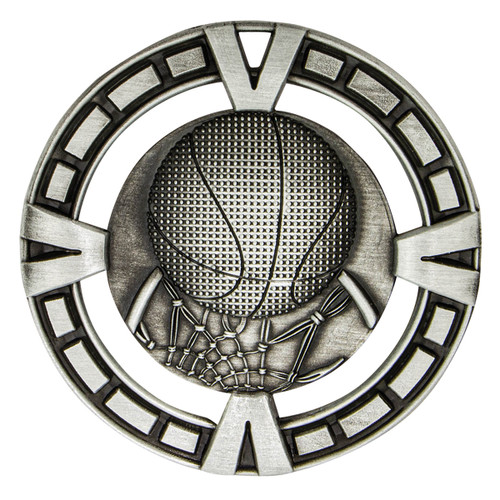 Basketball Varsity Medal Silver 65mm Basketball Varsity Medal Silver 65mm