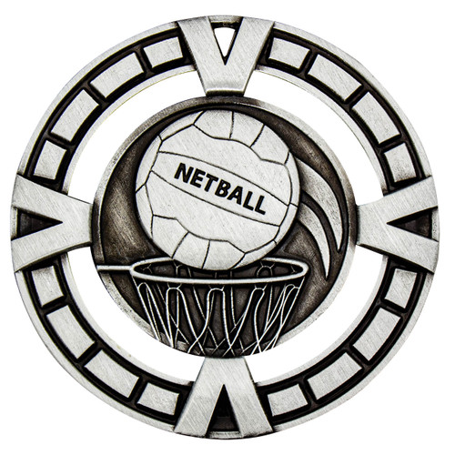 Netball Varsity Medal Silver 65mm Netball Varsity Medal Silver 65mm