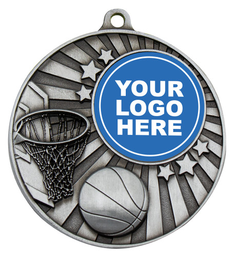 Basketball Impact Medal Silver 50mm Basketball Impact Medal Silver 50mm