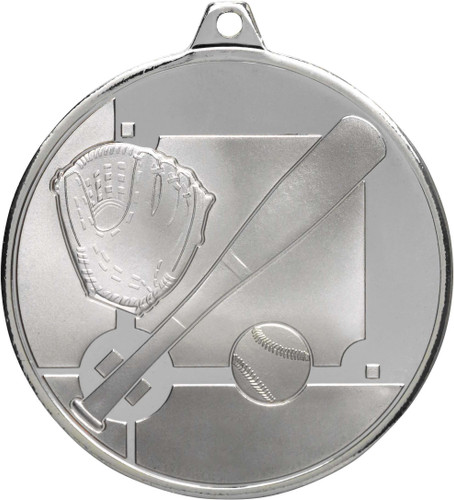 Baseball - Softball Glacier Frosted Medal Silver 50mm Baseball - Softball Glacier Frosted Medal Silver 50mm