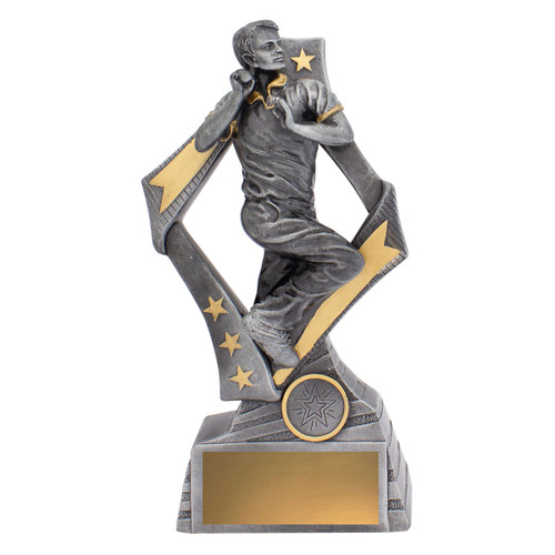 Cricket Flag Bowler Trophy Silver 235mm