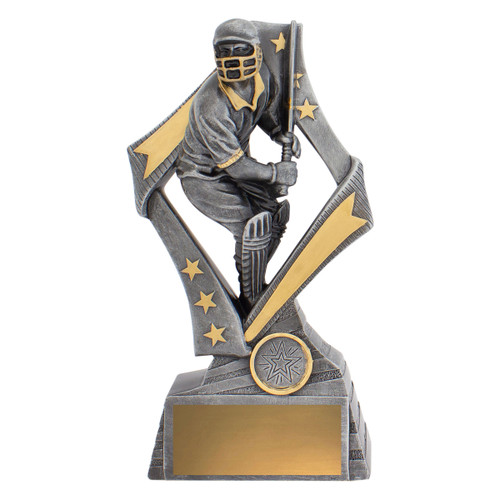 Cricket Flag Batsman Trophy Silver 235mm