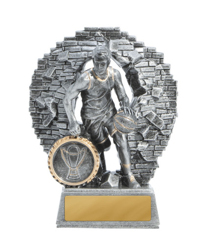 Basketball Crash Through Trophy Silver 130mm