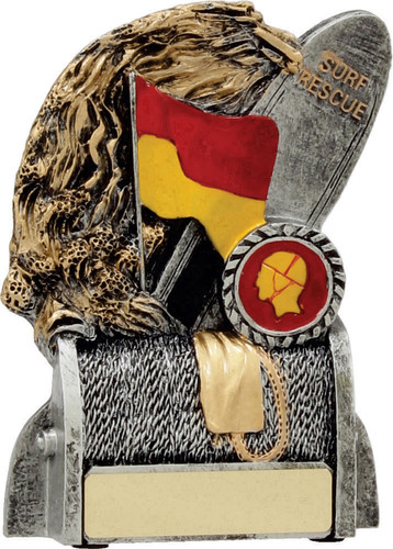 Surf Lifesaving Board & Flag Trophy Silver 150mm