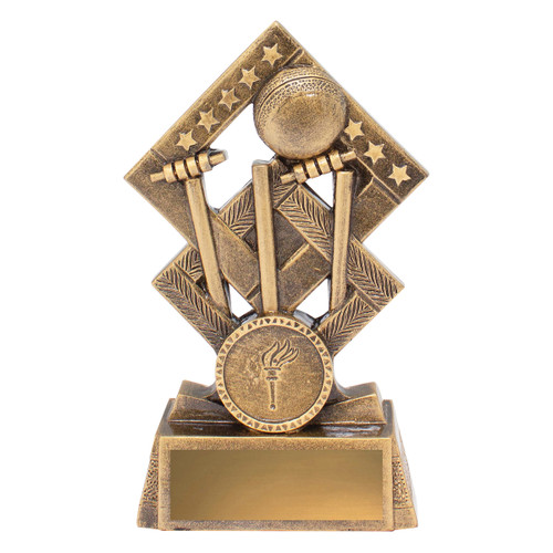 Cricket Double Diamond Trophy Gold 140mm
