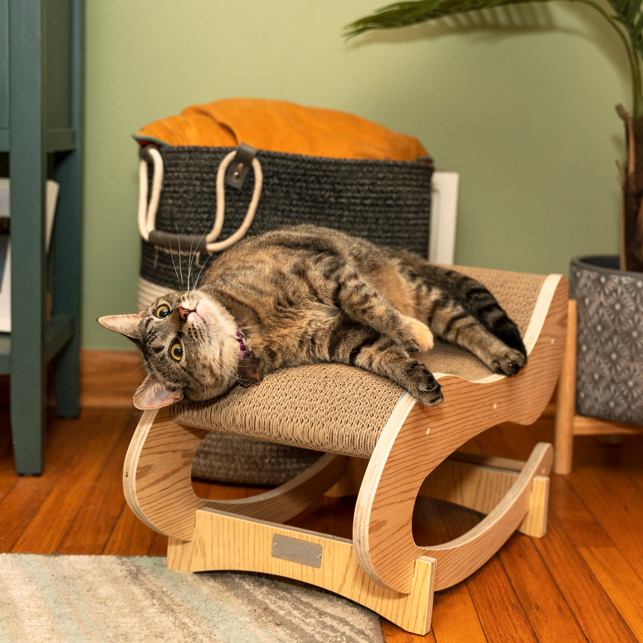 ビンテージファニチャー！木製 ネコのデザイン ゆらゆら ロッキンチェアー CAT Rock a Bye Kitty Wood Medium Wooden Cat Rocking Chair, Detachable
