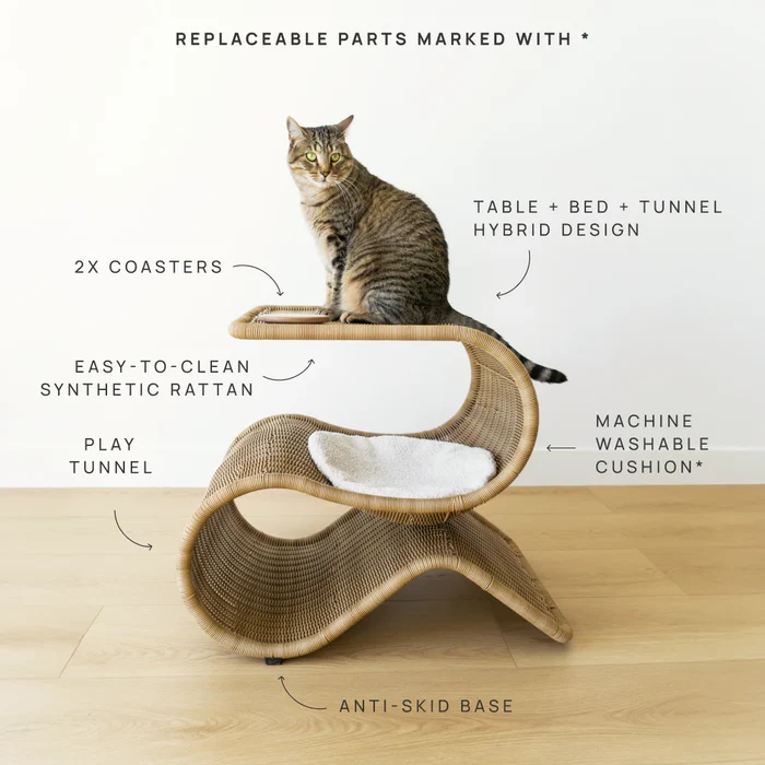 Snake Rattan Cat Lounge Side Table