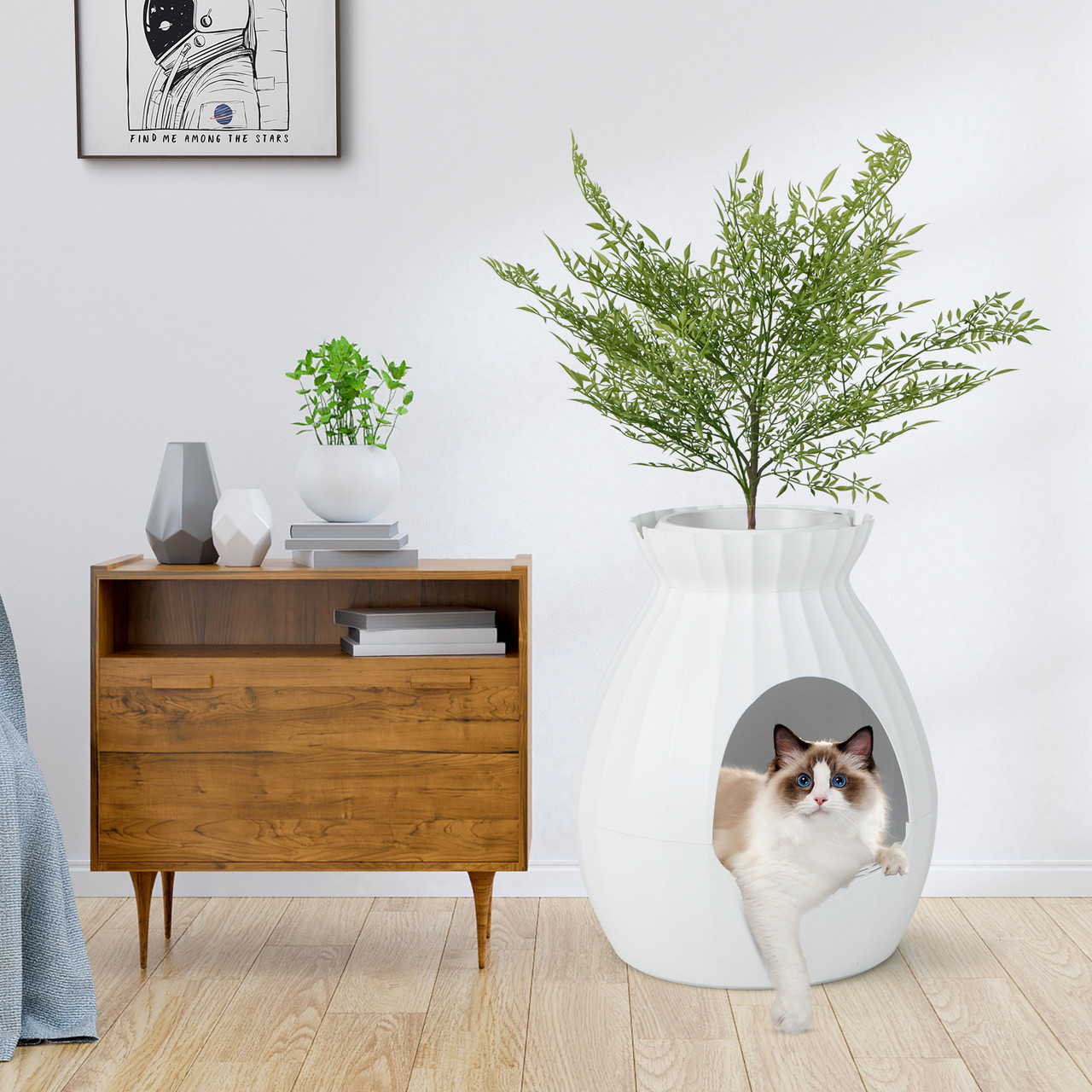 Smart Plant Cat Litter Box - Electronic Odor Removal Design