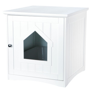 Wooden Cat Toilet Litterbox Cabinet - White Wooden Cat Toilet Litterbox Cabinet - White