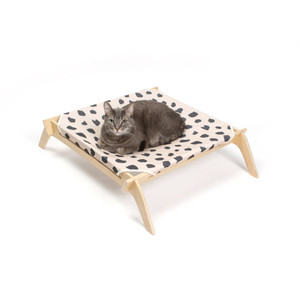Designer Pet Lounge with Reversible Fabric Hammock - Neutral with Natural Frame - 33335 Designer Pet Lounge with Reversible Fabric Hammock - Neutral with Natural Frame - 33335