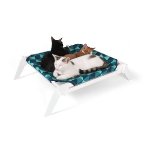 Designer Pet Lounge with Reversible Fabric Hammock - Blue Triangles - 33336 Designer Pet Lounge with Reversible Fabric Hammock - Blue Triangles - 33336