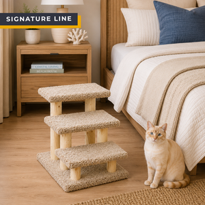 Cat's Choice Sturdy Wood and Carpet Three Step Pet Stairs