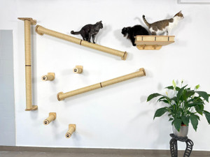 Wall Mounted Cat Climbing System - Sisal Scratching Post, Bed & Steps Wall Mounted Cat Climbing System - Sisal Scratching Post, Bed & Steps