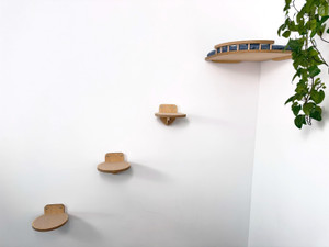 Corner Wall-Mounted Cat Shelf with Cushion & Optional Steps Corner Wall-Mounted Cat Shelf with Cushion & Optional Steps
