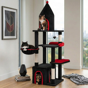 63" Gothic Cat Tower with Cave and Condo - view 2