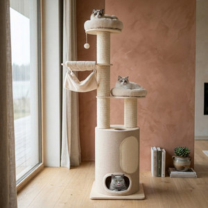 74" Wooden Cat Tower with 2-Story Condo - view 8