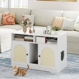 Double-room cat litter box enclosure for two cats - CatsPlay.com