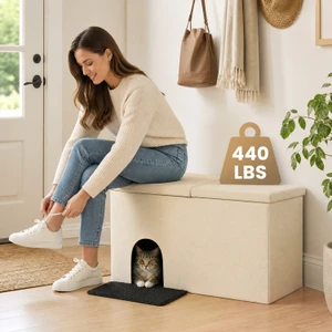 3-in-1 cat litter box enclosure with removable divider - CatsPlay.com