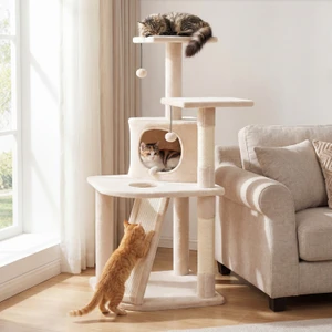 44 inch kitten tower with condo and two plush perches - CatsPlay.com