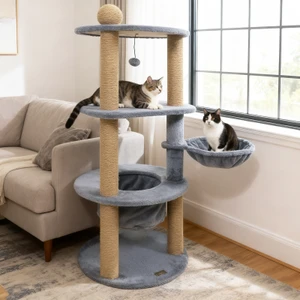 47 inch cat tower with cat nest and scratching posts - CatsPlay.com