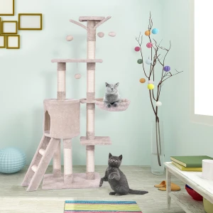 56 inch cat tree with condo, scratching posts, and ladder - CatsPlay.com