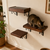 Cat wall-mounted feeder shelf, step, and cushioned bed set with wrought-iron scroll brackets — CatsPlay.com