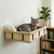 Cat Wall Perch Bed — large wall-mounted birch and sisal cat bed with cushion and two decorative pillows