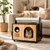 17" Wooden Cat House with Scratching Post